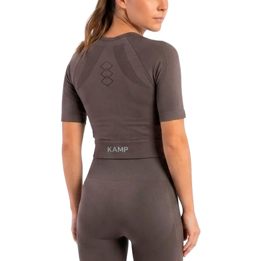 Imagen 1 de 2 de Top Kamp Crop Manga Corta Seamless-CHOCOLATE