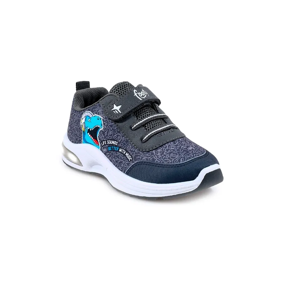 Imagen 1 de 4 de Zapatillas Footy C/Luz Dinosaurio-GRAFITO/AZUL/CELESTE