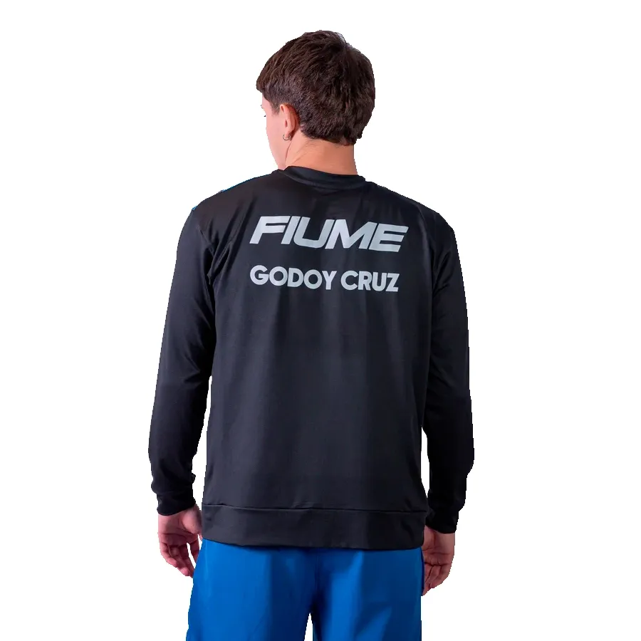Imagen 2 de 3 de Buzo Fiume Sport pre match Godoy cruz-NEGRO/AZUL/GRIS