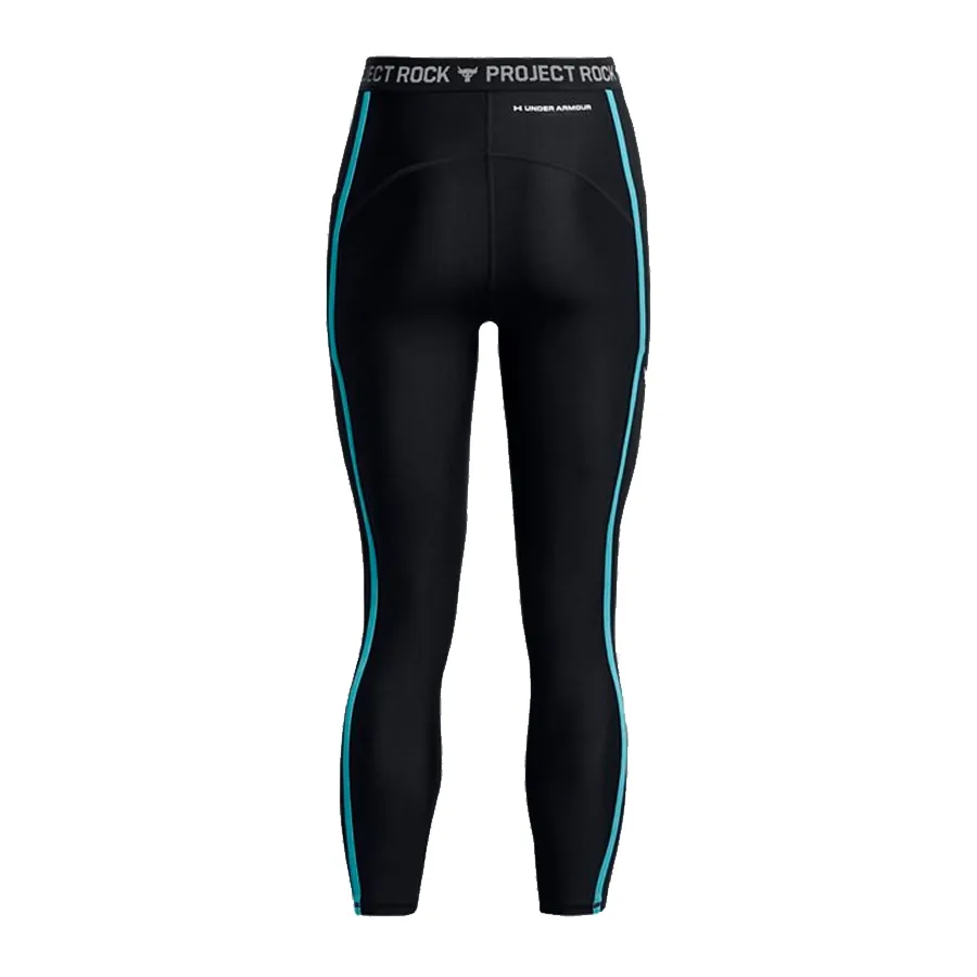 Imagen 1 de 6 de Calza Under Armour Project Rock HeatGear-NEGRO/TURQUESA