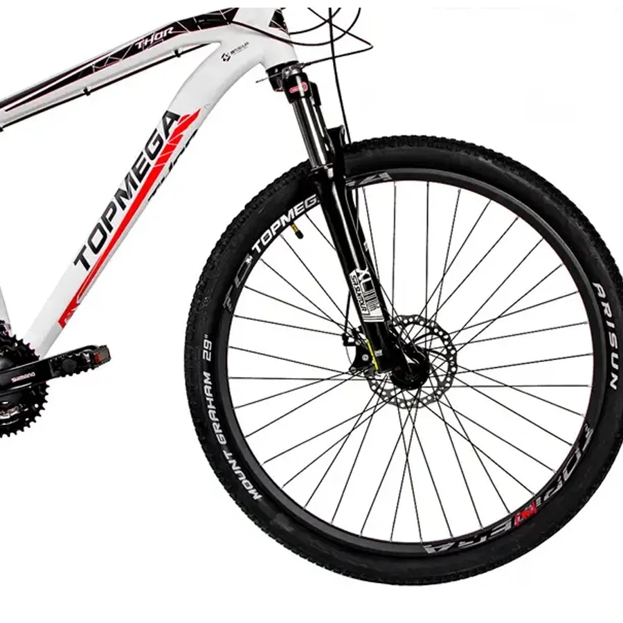 Imagen 2 de 7 de Bicicleta Mtb TopMega Thor Lite R29 24V-BLANCO/NEGRO/ROJO