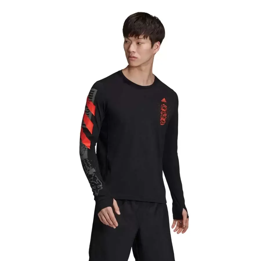 Imagen 3 de 4 de Remera adidas Estampada Fast Gfx Ls-NEGRO/ROJO