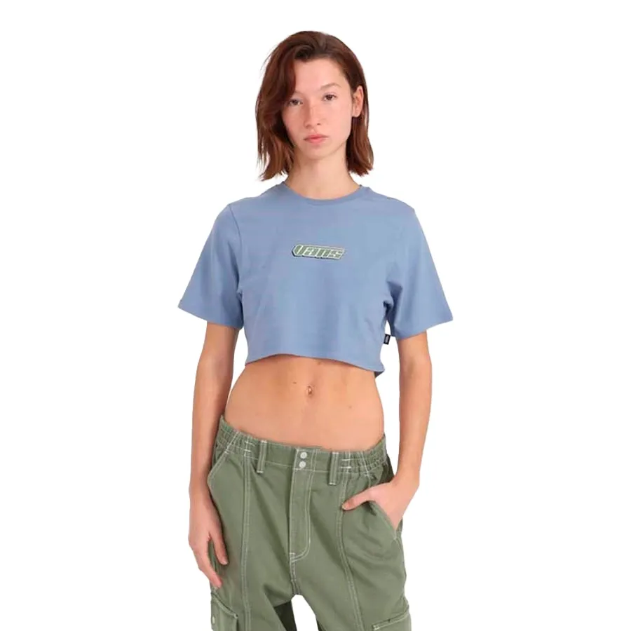 Imagen 0 de 3 de Remera Vans Retro V Crew Crop II-CELESTE/VERDE SECO