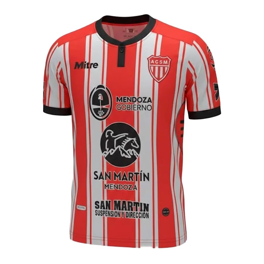 Imagen 2 de 4 de Camiseta Mitre Titular San Martin de Mendoza 2025-BLANCO/ROJO