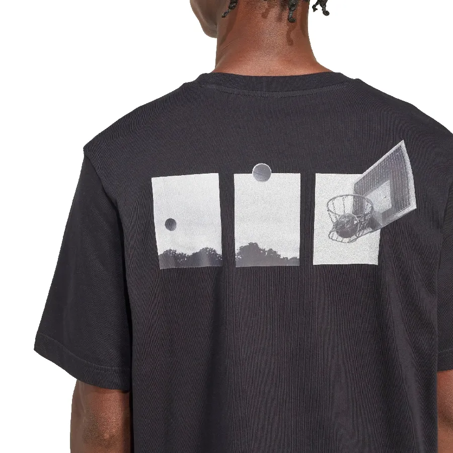 Imagen 3 de 4 de Remera adidas Lens Power Of Three Hoop Graphic-NEGRO
