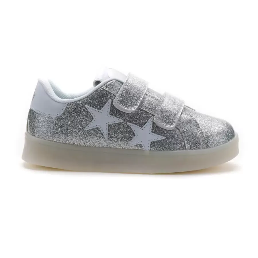 Imagen 4 de 5 de Zapatillas Footy Con Luces Mini Twinkle-BLANCO/PLATA