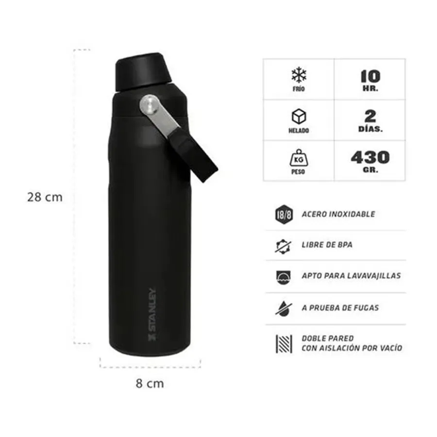 Imagen 2 de 3 de Botella Iceflow Aerolight 1 lts Stanley-NEGRO/PLATA