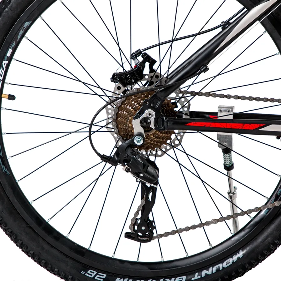 Imagen 2 de 7 de Bicicleta TopMega Neptune Aluminio R26 21V-NEGRO/ROJO