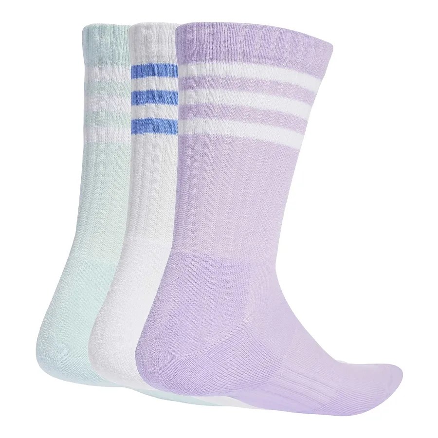Imagen 1 de 4 de Medias adidas a media pantorrillas 3 tiras 3 pares-BLANCO/CELESTE/LILA