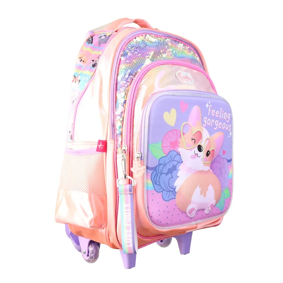 Imagen 1 de 3 de Mochila Carro Footy Mochila carro 18 c/luz Perro-SALMON/LILA