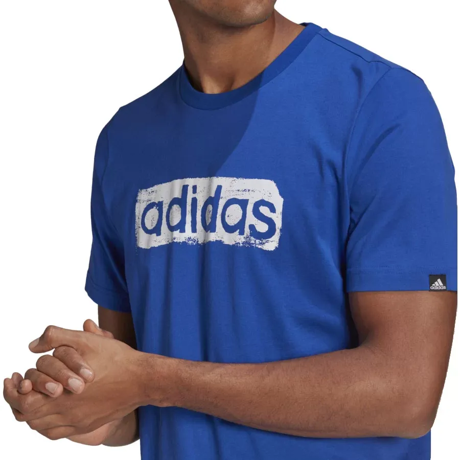 Imagen 3 de 5 de Remera adidas Brushstroke Logo Box Estampada-AZUL/BLANCO