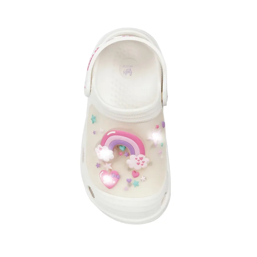 Imagen 2 de 4 de Sandalias Footy Clogs Arcoiris Blanco con luz-BLANCO