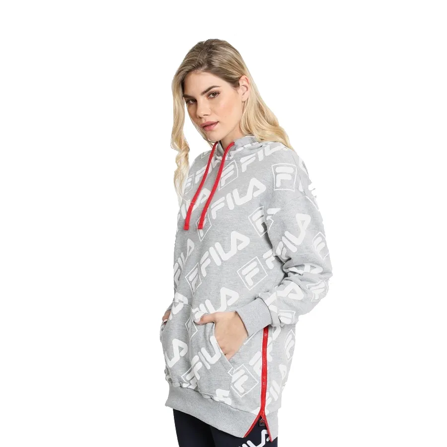 Imagen 2 de 3 de Buzo Fila Canguro Full Print II-GRIS/BLANCO