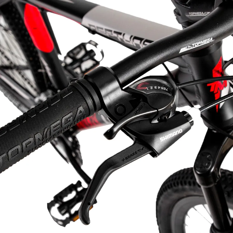 Imagen 5 de 7 de Bicicleta TopMega Neptune Aluminio R26 21V-NEGRO/ROJO