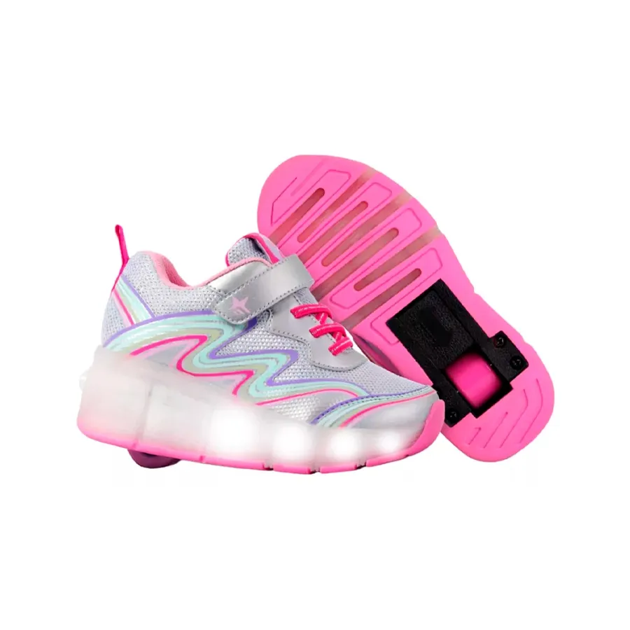 Imagen 1 de 2 de Zapatillas Footy Roller Arcoiris-PLATA/FUCSIA/ROSA