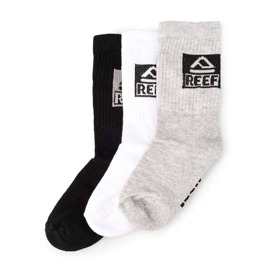 Imagen 1 de 2 de Medias Reef Logo Progam Crew X3-BLANCO/NEGRO/GRIS