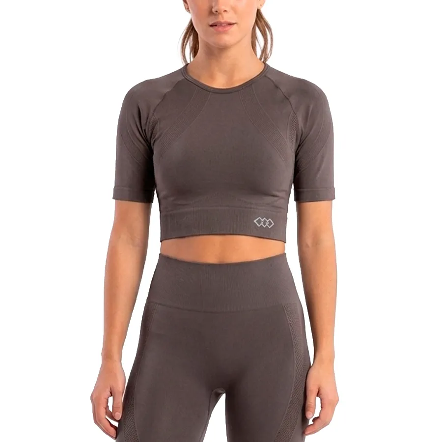 Imagen 0 de 2 de Top Kamp Crop Manga Corta Seamless-CHOCOLATE