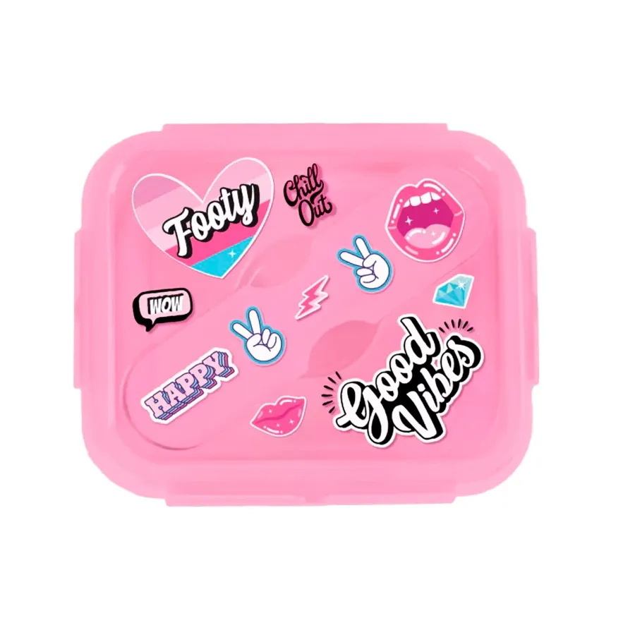 Imagen 1 de 3 de Tupper PLegable Footy Good Vibes-ROSA/CELESTE