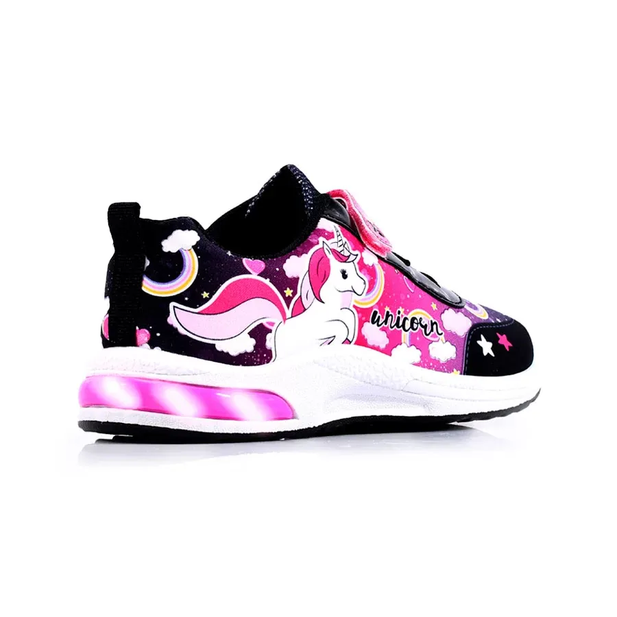 Imagen 3 de 4 de Zapatillas Footy Pop C/Luz Unicornio-NEGRO/FUCSIA/VIOLETA