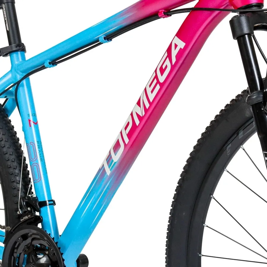 Imagen 5 de 8 de TopMega Mountain Bike Sunshine Aluminio R29 21vel-CELESTE/FUCSIA