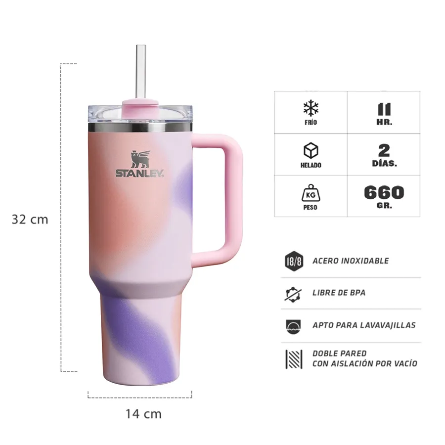 Imagen 2 de 4 de Vaso Stanley Quencher New Frequency 1.18 lts.-ROSA/NARANJA/VIOLETA