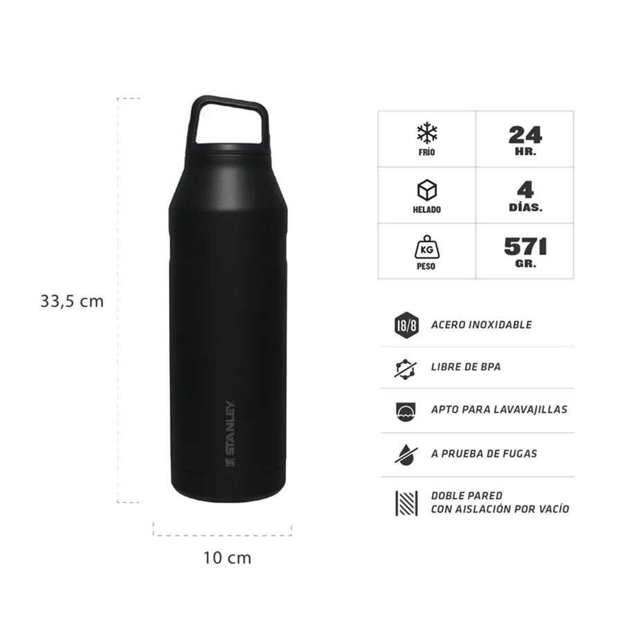 Imagen 3 de 4 de Botella térmica Stanley Iceflow Aerolight 1 lts-NEGRO