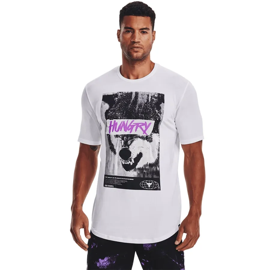 Imagen 2 de 5 de Remera Under Armour Project Rock Statement Hungry-BLANCO/NEGRO