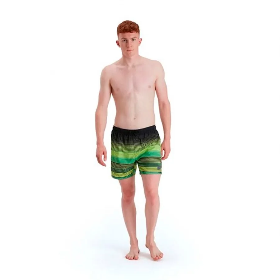 Imagen 1 de 3 de Malla Speedo Placement Leisure 16-NEGRO/VERDE/AMARILLO