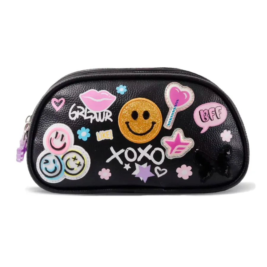 Imagen 0 de 2 de Cartuchera Footy 2 Cierres Happy Smile-NEGRO/VIOLETA/ROSA
