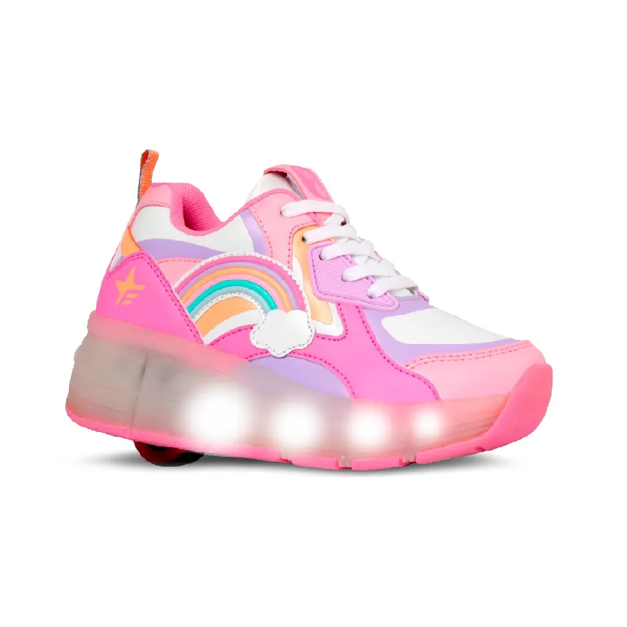 Imagen 0 de 3 de Zapatillas Footy Roller Arcoiris con Luz Led-FUCSIA/BLANCO/LILA