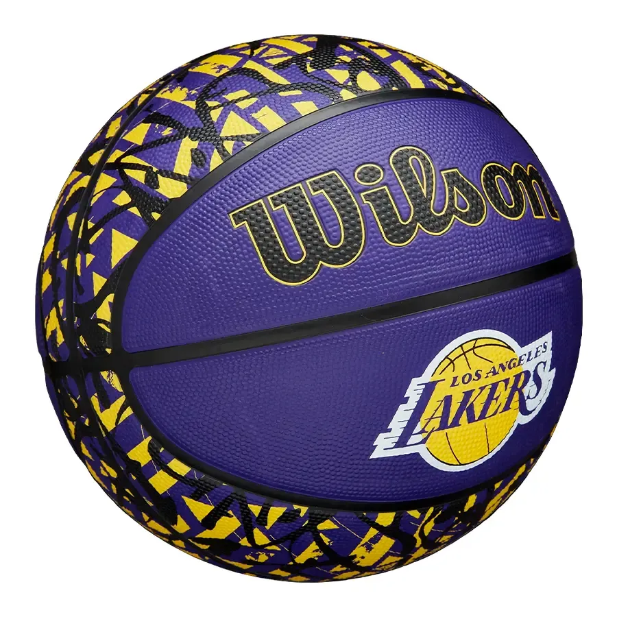 Imagen 2 de 5 de Pelota Wilson Paleta Graffiti Lakers-VIOLETA/AMARILLO/NEGRO