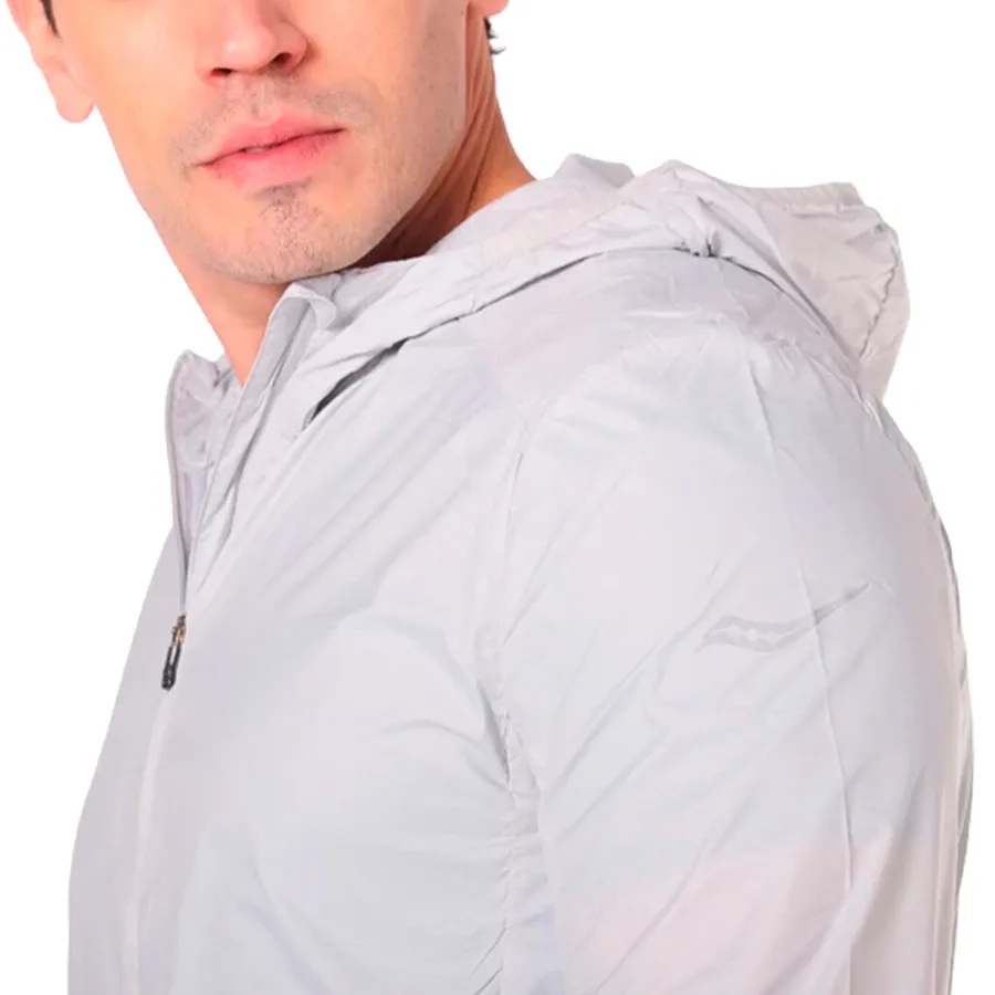 Imagen 3 de 7 de Campera Saucony Rompeviento Peregrine Packaway 2-GRIS