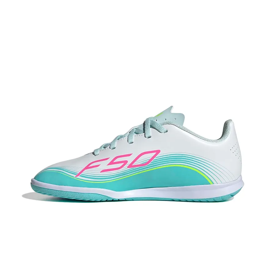 Imagen 2 de 7 de Botines adidas padel F50 Messi Club In-BLANCO/TURQUESA/FUCSIA