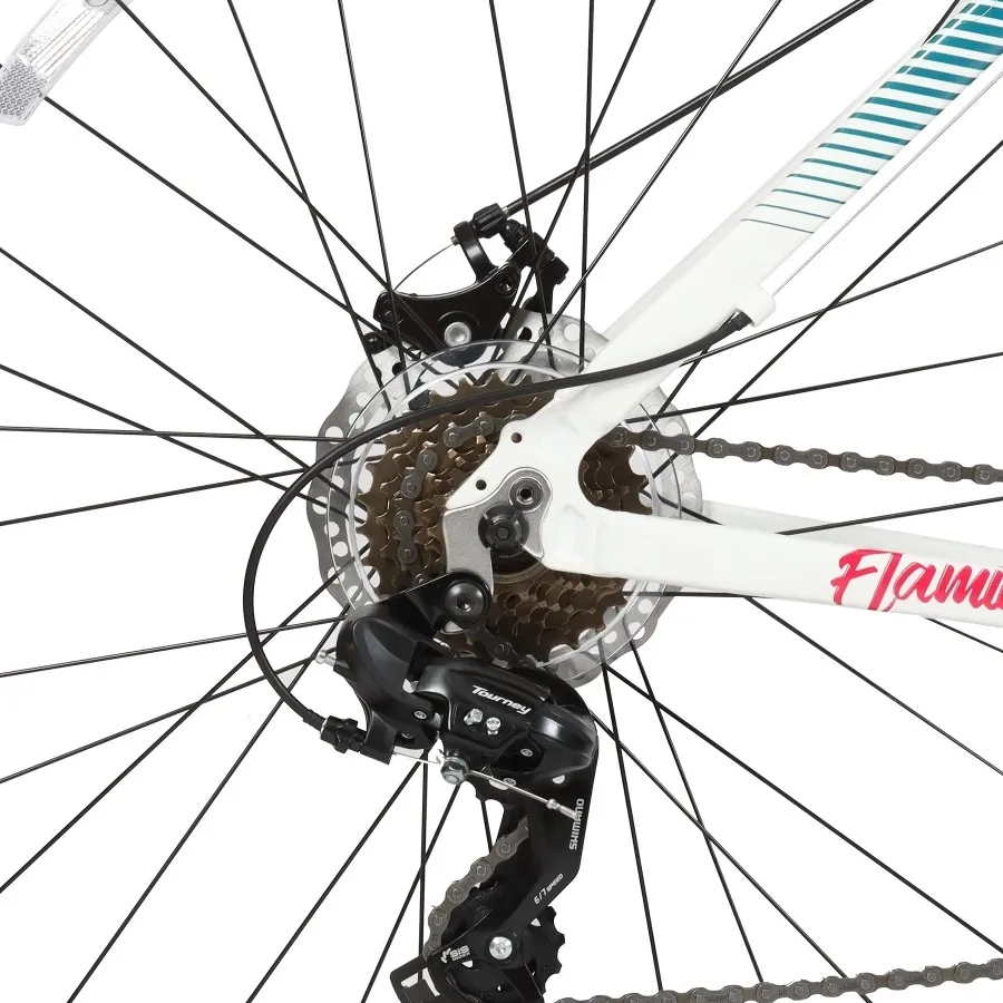 Imagen 10 de 11 de Bicicleta TopMega Mountain Bike Flamingo Aluminio R29 21vel-BLANCO/ROSA/CELESTE