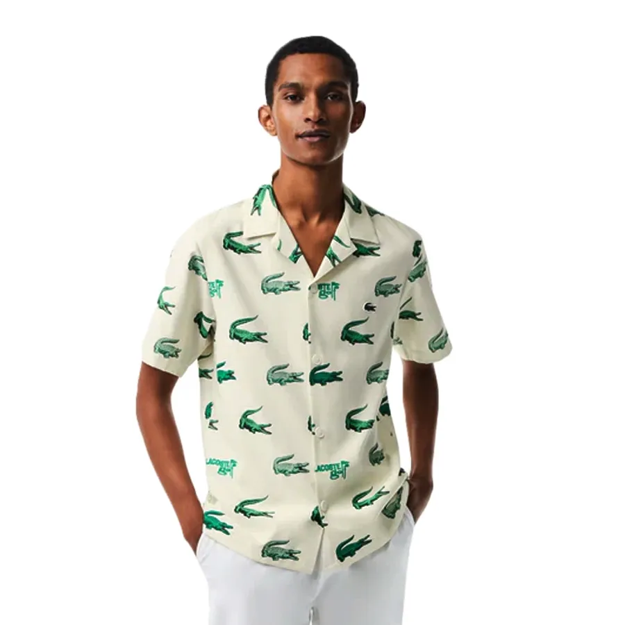 Imagen 1 de 4 de Camisa Lacoste -CRUDO/VERDE