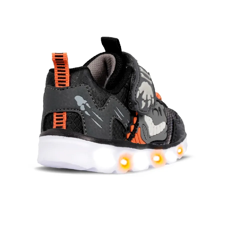 Imagen 1 de 3 de Zapatillas Footy Zapatilla Mini Jurassic Con Luz Led-NEGRO/GRIS/NARANJA