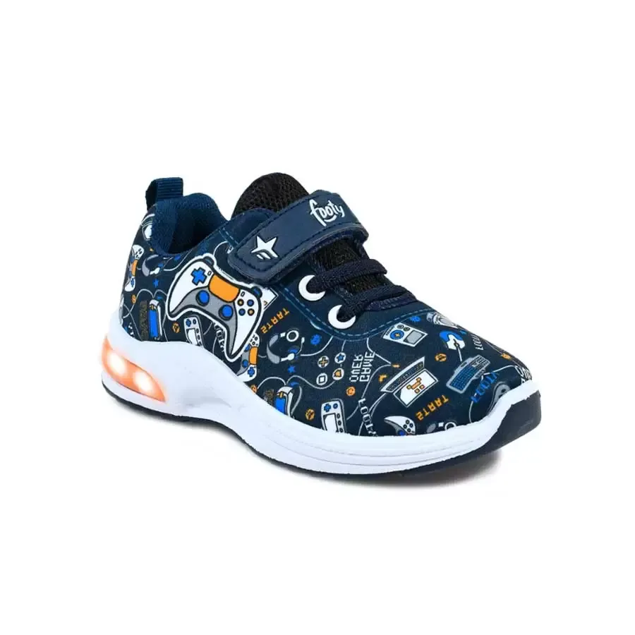 Imagen 3 de 4 de Zapatillas Footy Inyectada C/Luz-MARINO/NARANJA