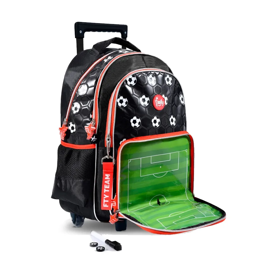 Imagen 2 de 4 de Mochila Footy C/Carro 18 Play-NEGRO/BLANCO/ROJO