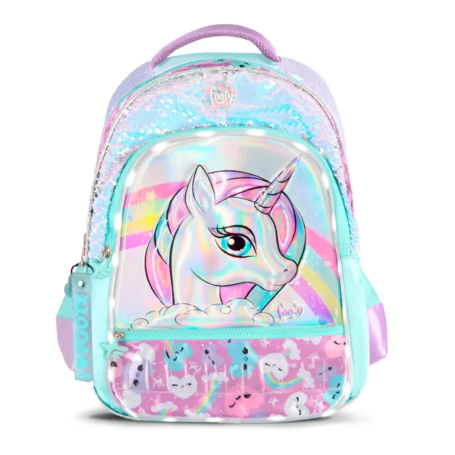 Imagen 0 de 3 de Mochila Footy 18 Rainbow Unicorn C/Luz-VERDE AGUA/VIOLETA