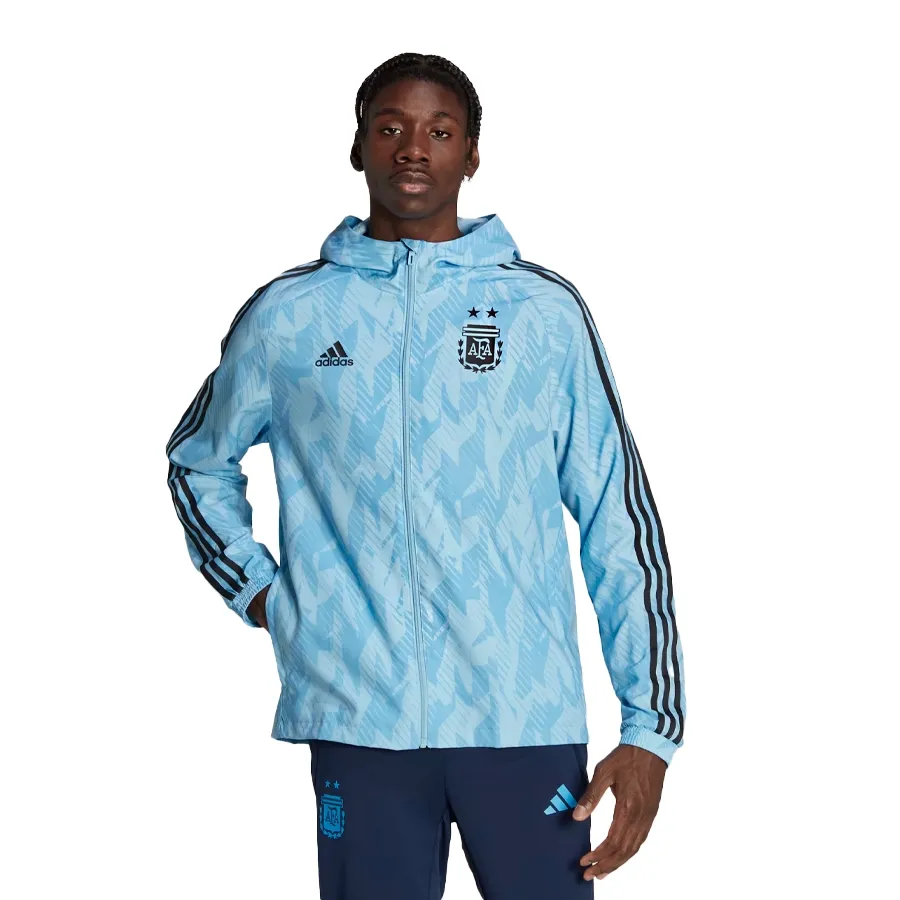 Imagen 3 de 6 de Campera adidas Rompevientos Argentina-CELESTE/NEGRO