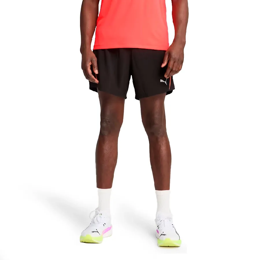 Imagen 0 de 5 de Shorts Puma para correr Velocity de 5 pulgadas-NEGRO/NARANJA FLUOR