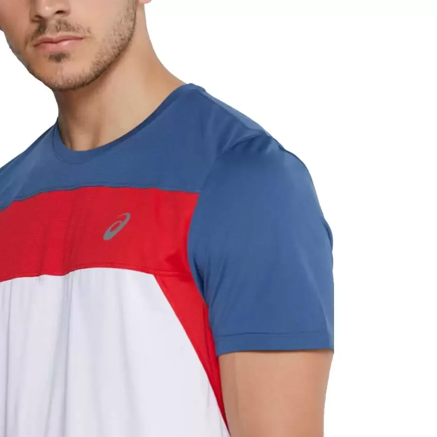 Imagen 1 de 3 de Remera Asics Race Ss Top-BLANCO/ROJO/AZUL
