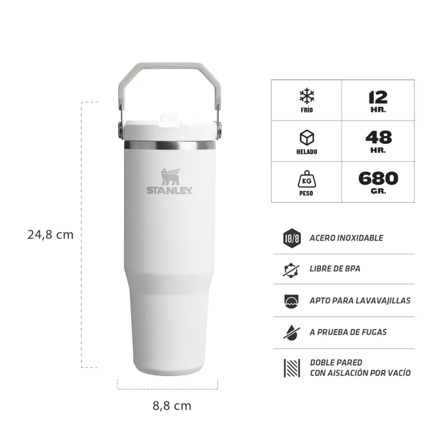 Imagen 2 de 3 de Botella Stanley Flip Straw Tumbler 887ml-BLANCO/GRIS