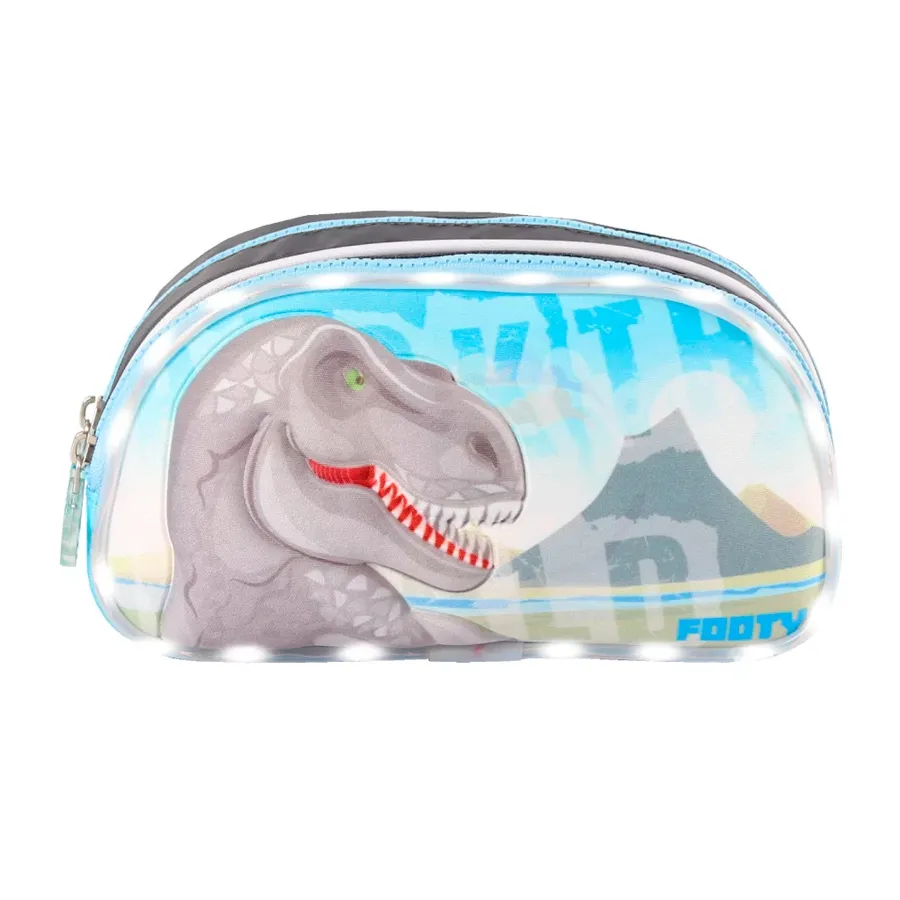 Imagen 0 de 2 de Cartuchera Con Led Footy Dino-CELESTE/NEGRO