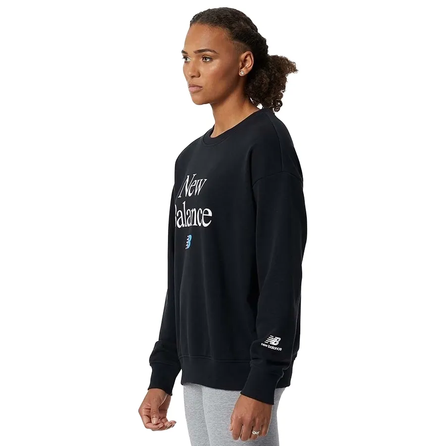Imagen 1 de 4 de Buzo New Balance Essentials Celebrate Fleece Crew-NEGRO/BLANCO