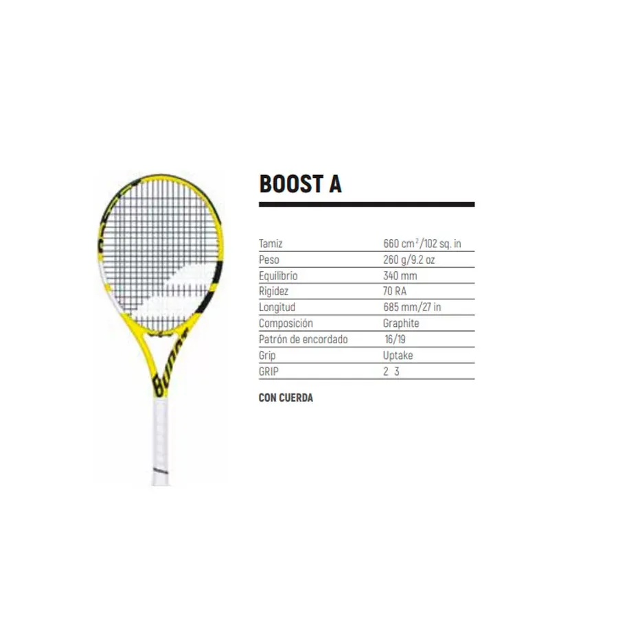 Imagen 1 de 2 de Raqueta Babolat Boost Aero 2019 Grip 2-AMARILLO/NEGRO