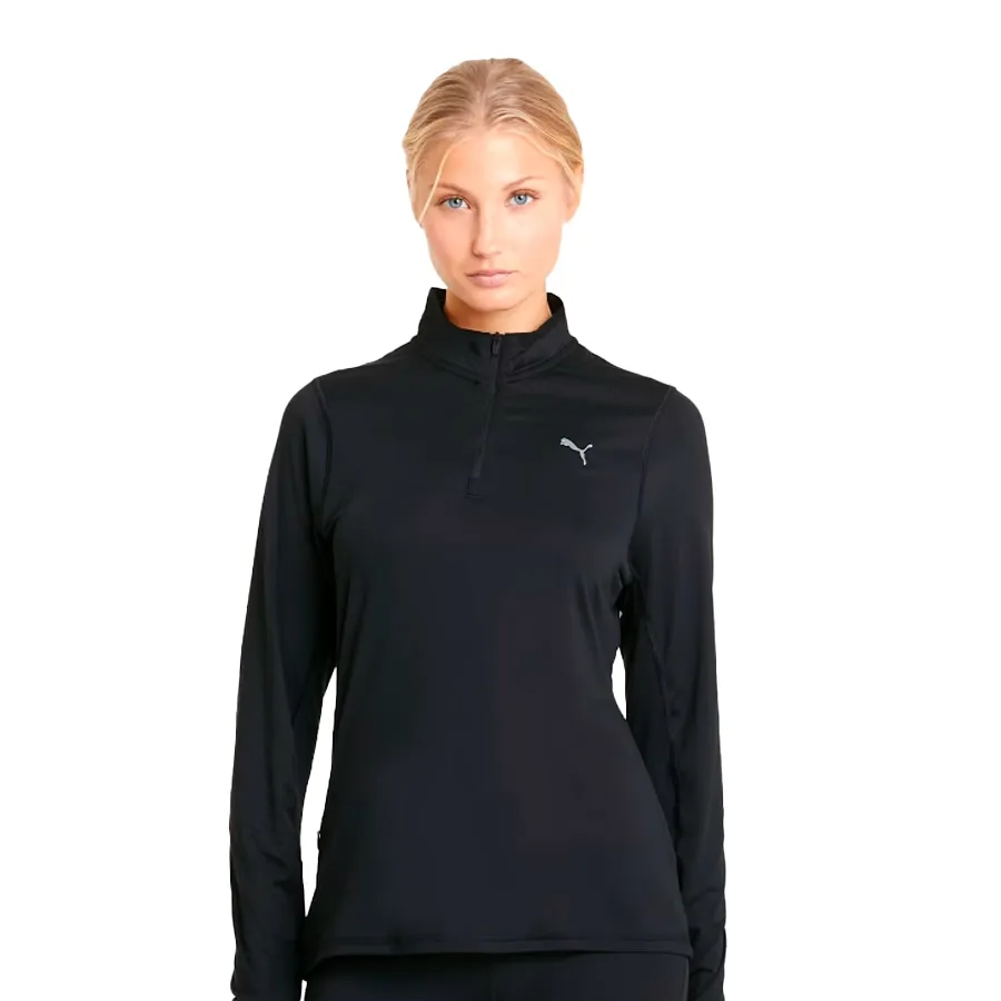 Imagen 3 de 4 de Remera Puma Run Favorite 1/4 Zip-NEGRO