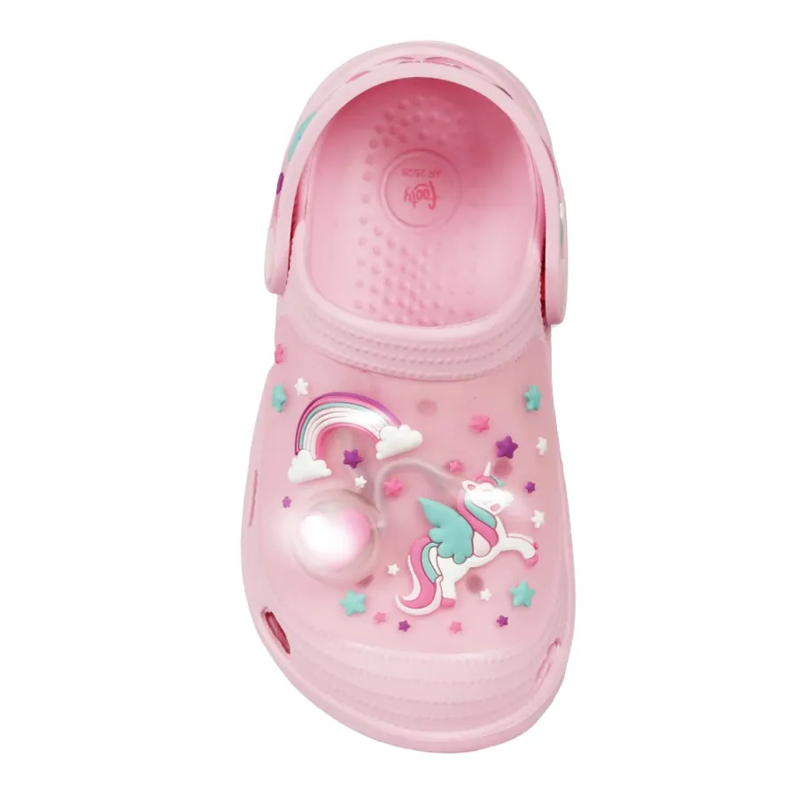 Imagen 2 de 4 de Sandalias Footy Clogs Unicornio con luz-ROSA