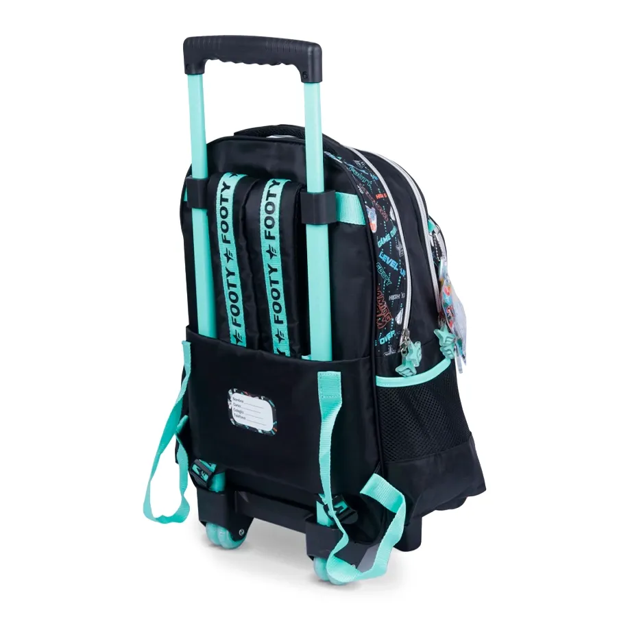 Imagen 3 de 5 de Mochila Footy Carro Pro Gamer 18″-MARINO/NEGRO/VERDE AGUA