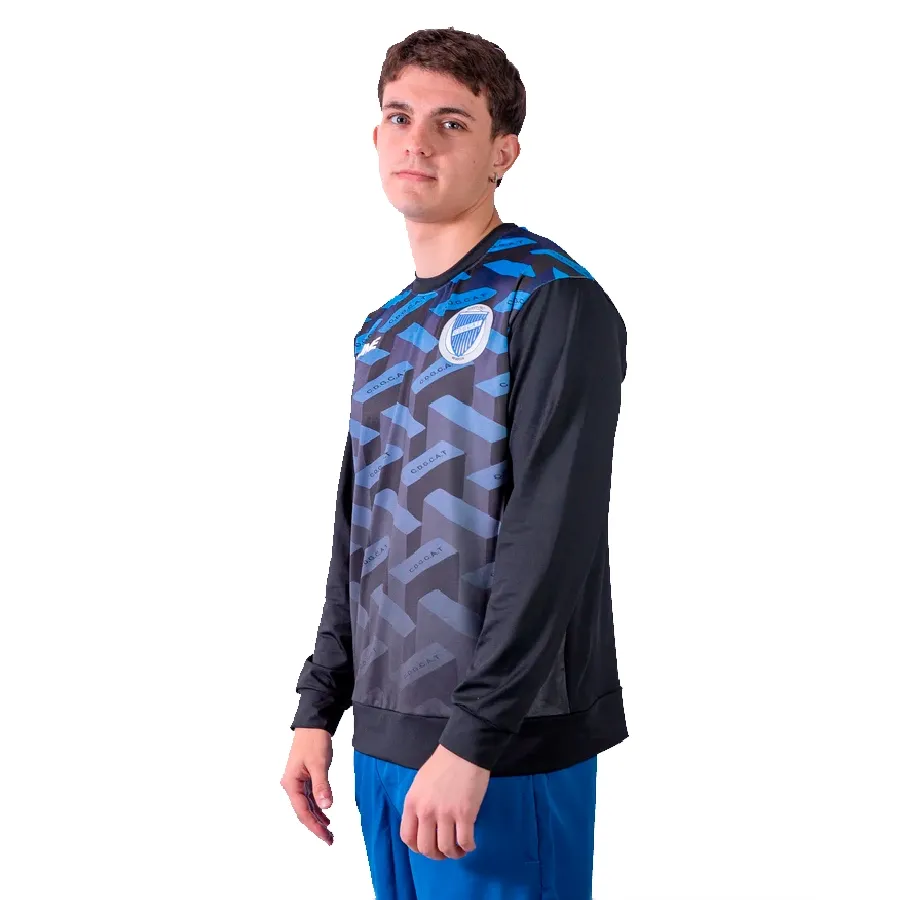 Imagen 1 de 3 de Buzo Fiume Sport pre match Godoy cruz-NEGRO/AZUL/GRIS